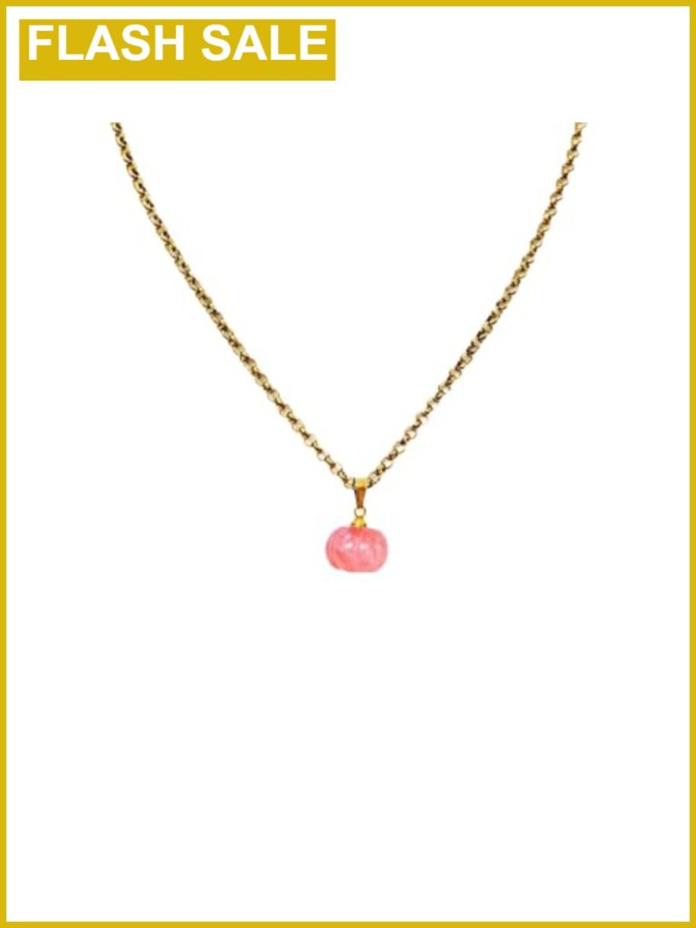 Hand-Polished Stone Pumpkin Pendant Necklace Alloy Chain Lobster Clasp
